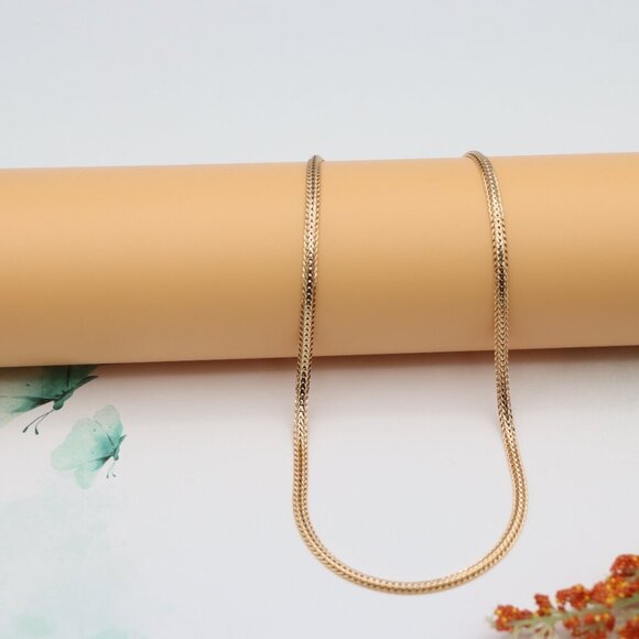 "Flat Woven Rose Gold Chain Necklace  Elegant Finish, XPNL0121 - Picture 6 of 12